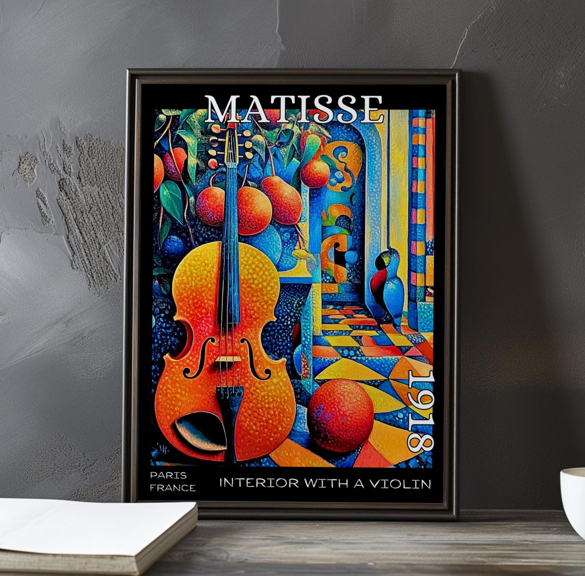 Henri Matisse Interior with Violin 1918 Violin Fruit Arch Tiled Poster