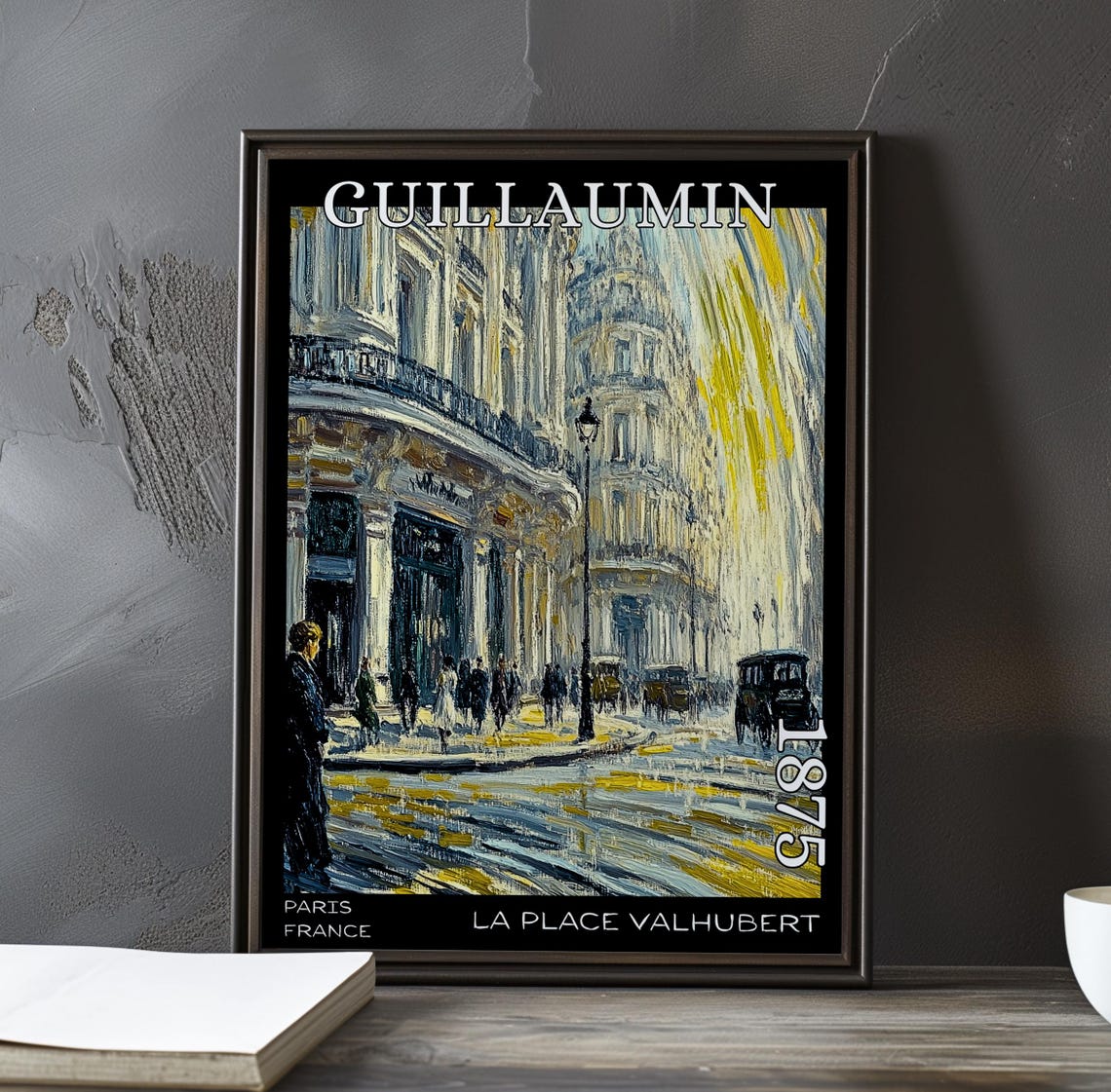 La Place Valhubert 1875 Paris Yellow Sky Columned Corner Poster
