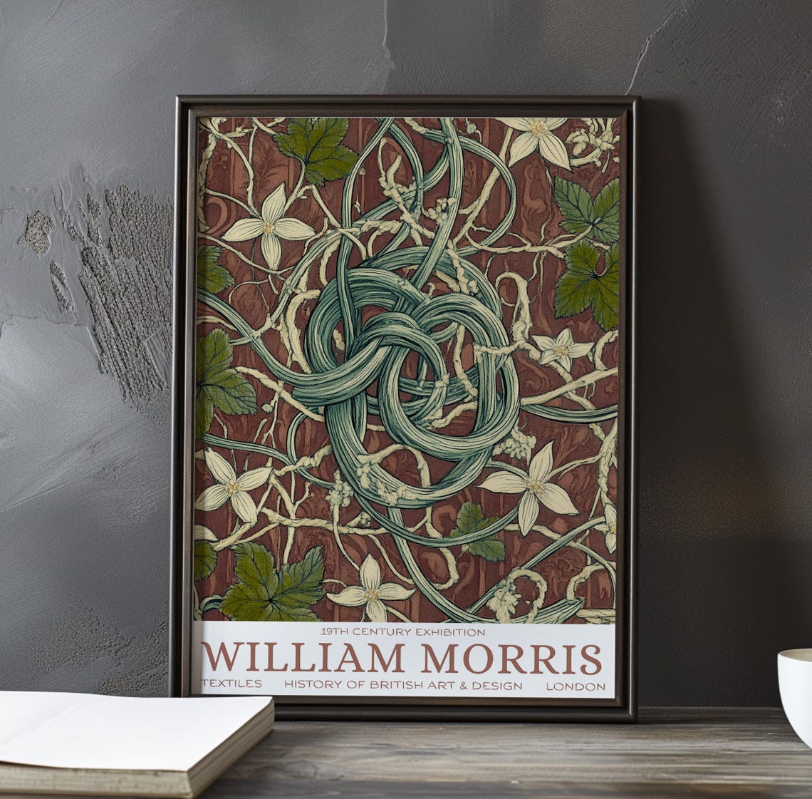 William Morris Knotted Sage Vine Terracotta Exhibition Poster