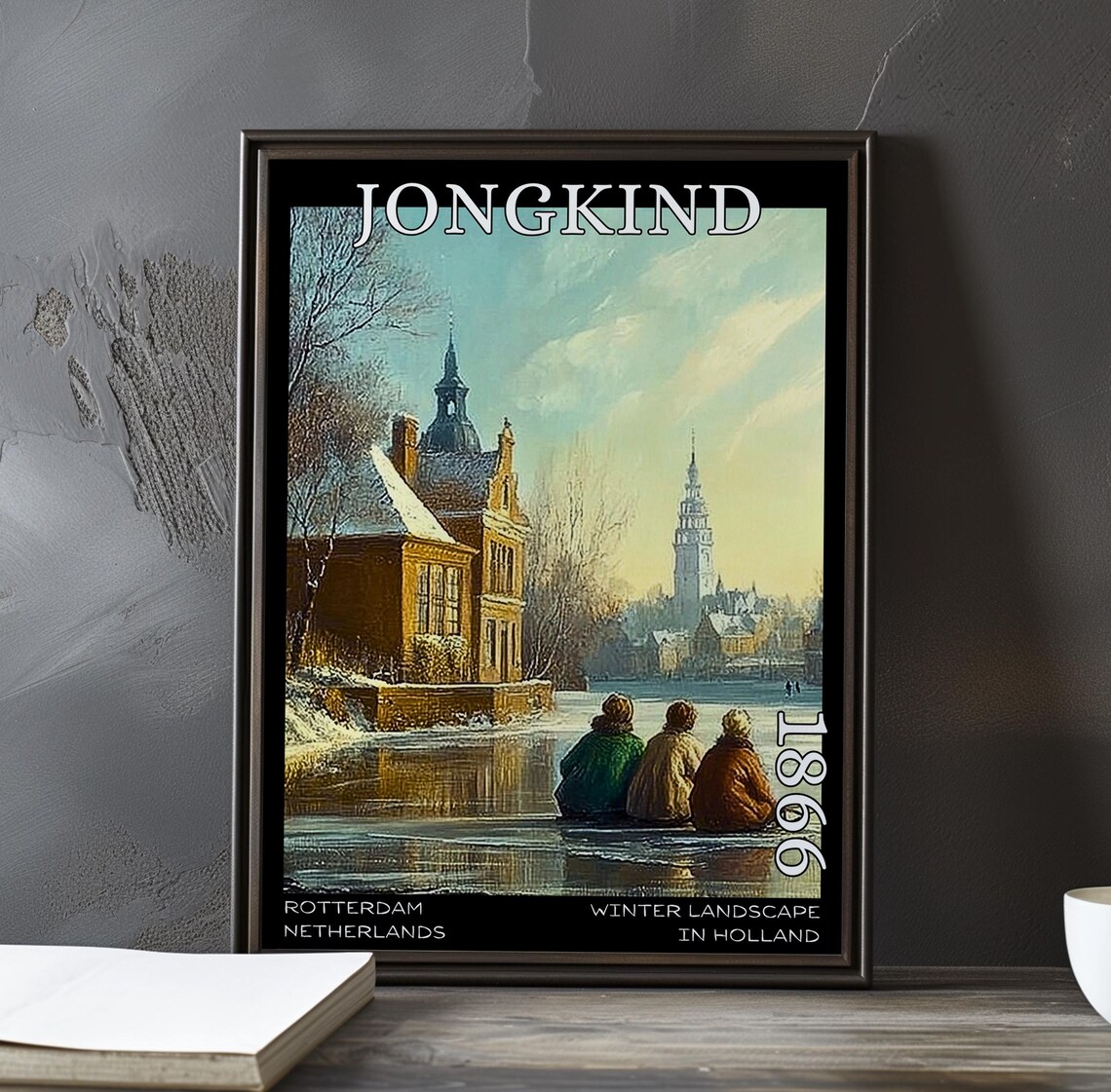 Johan Jongkind Children on the Frozen Canal 1866 Winter Poster