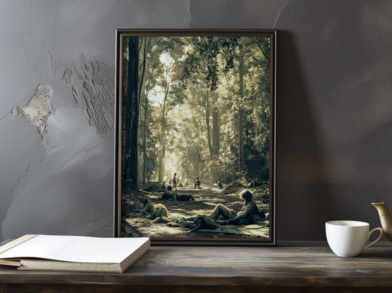 Hunters In The Forest Gustave Courbet Inspired Impressionist Gallery Print Poster Natural World
