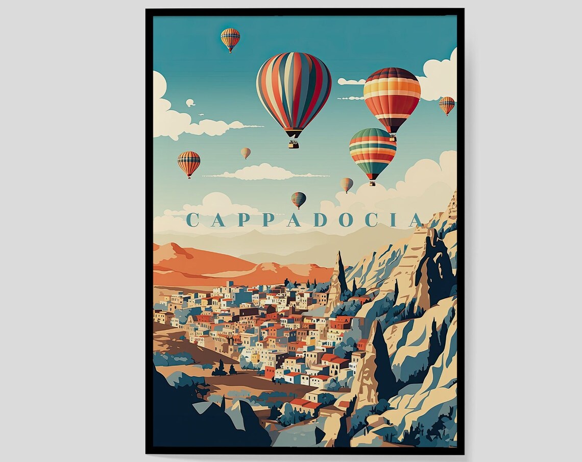 Cappadocia Hot Air Balloons Fairy Chimneys Vintage Travel Poster - Image 6
