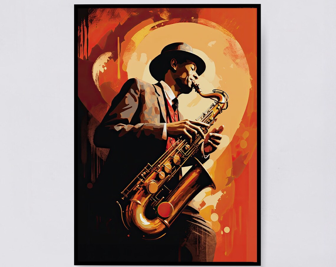 Saxophone Poster, Retro Jazz Music Art Print - Image 7