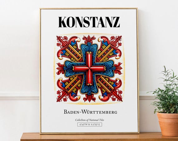 Konstanz Germany Traditional Tile Pattern Travel Poster