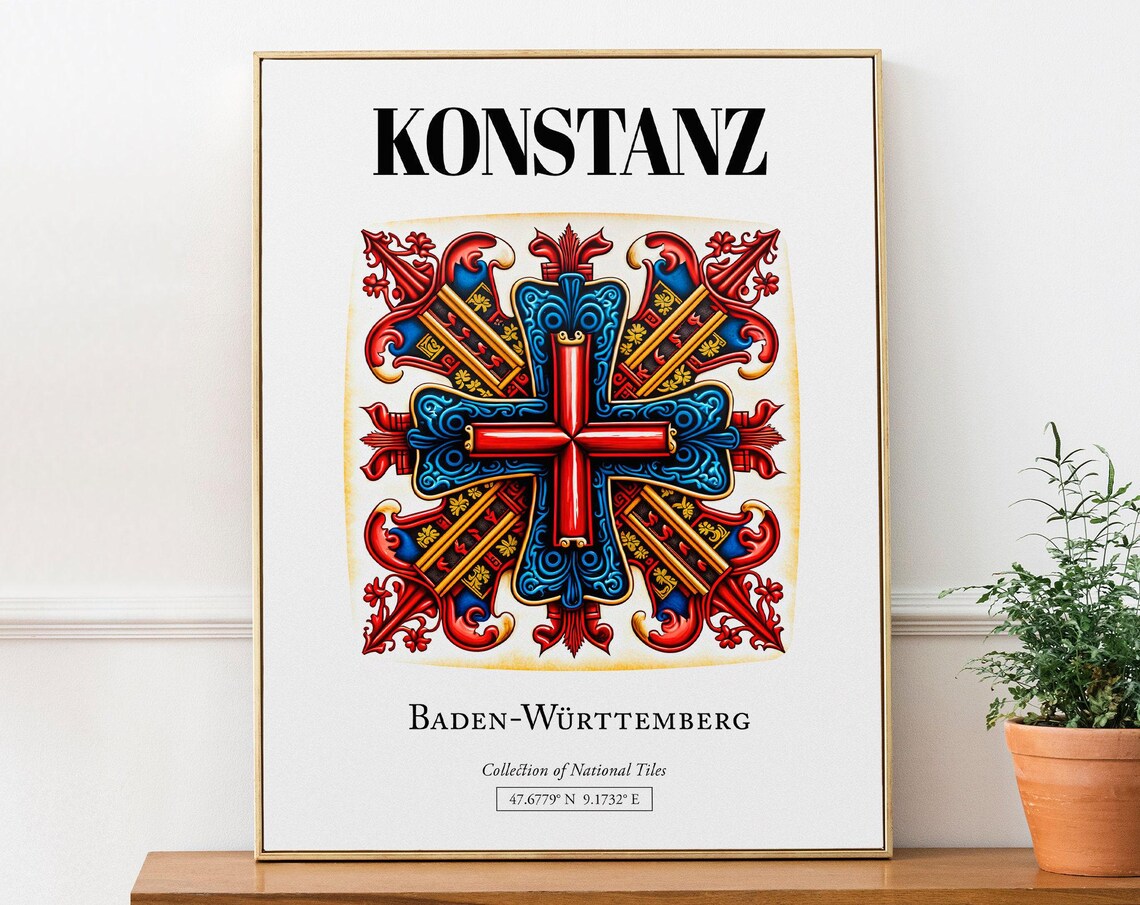 Konstanz Germany Traditional Tile Pattern Travel Poster