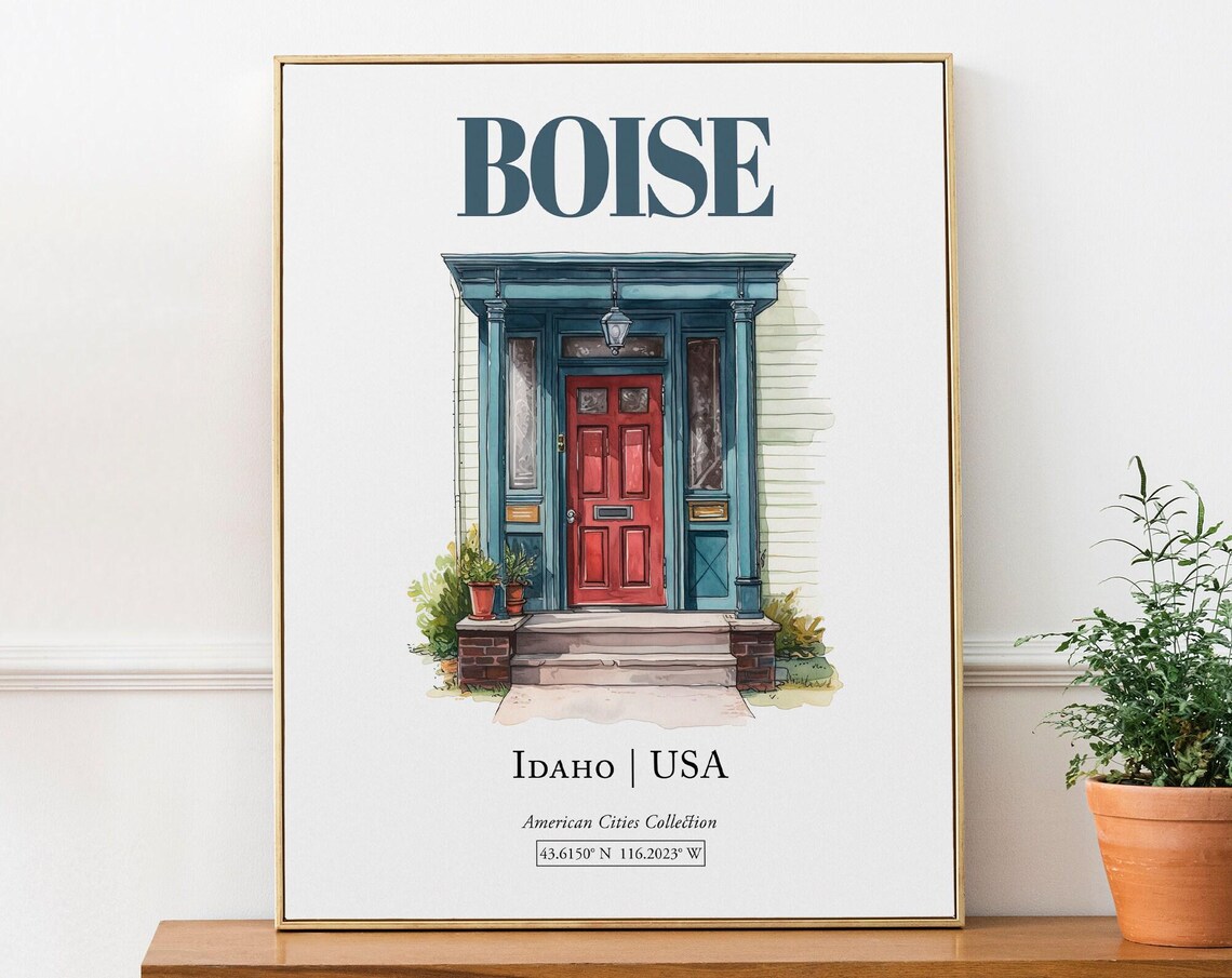 Boise Idaho USA Minimalist Watercolor Travel Poster