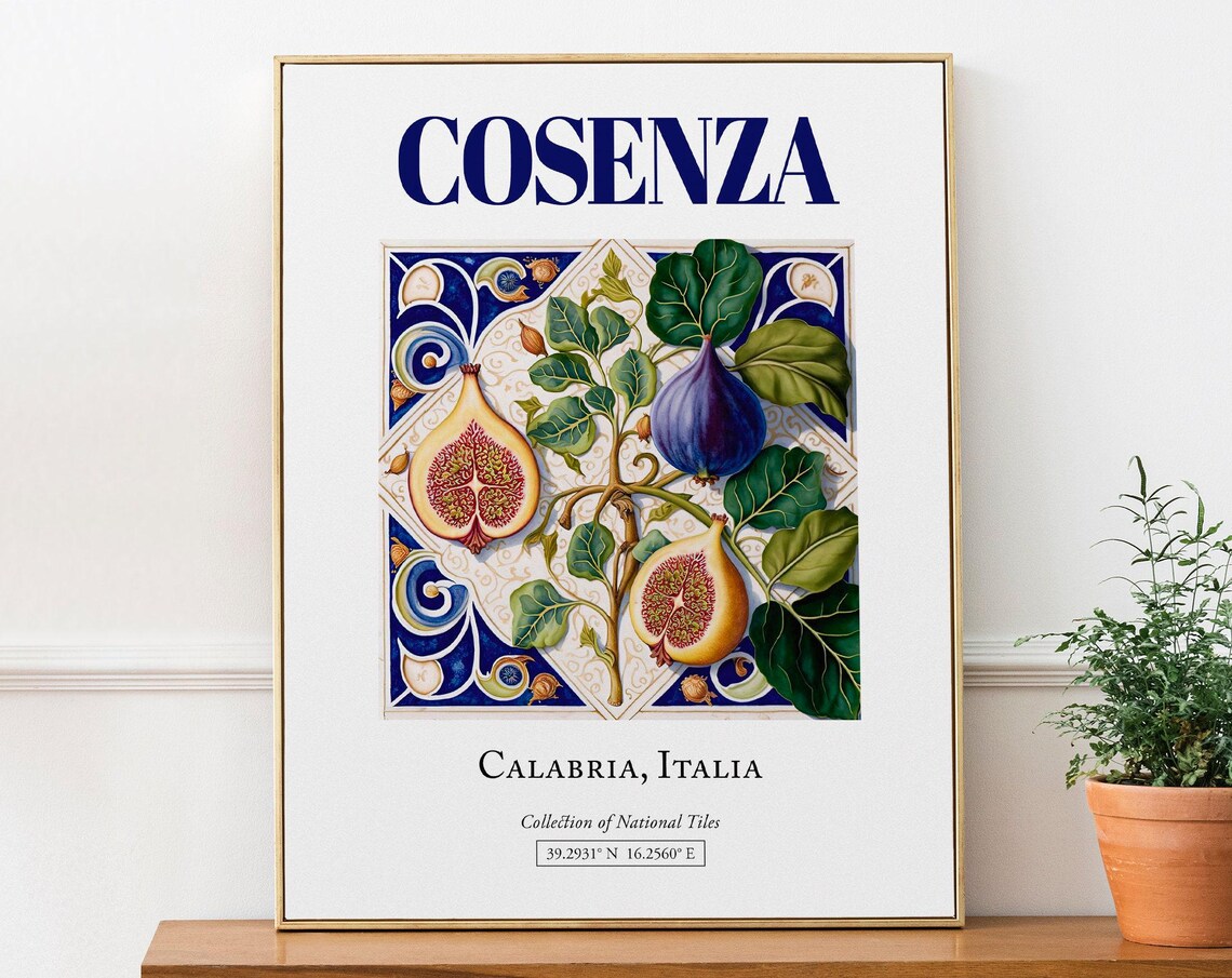 Cosenza Calabria Italy Traditional Maiolica Tile Poster