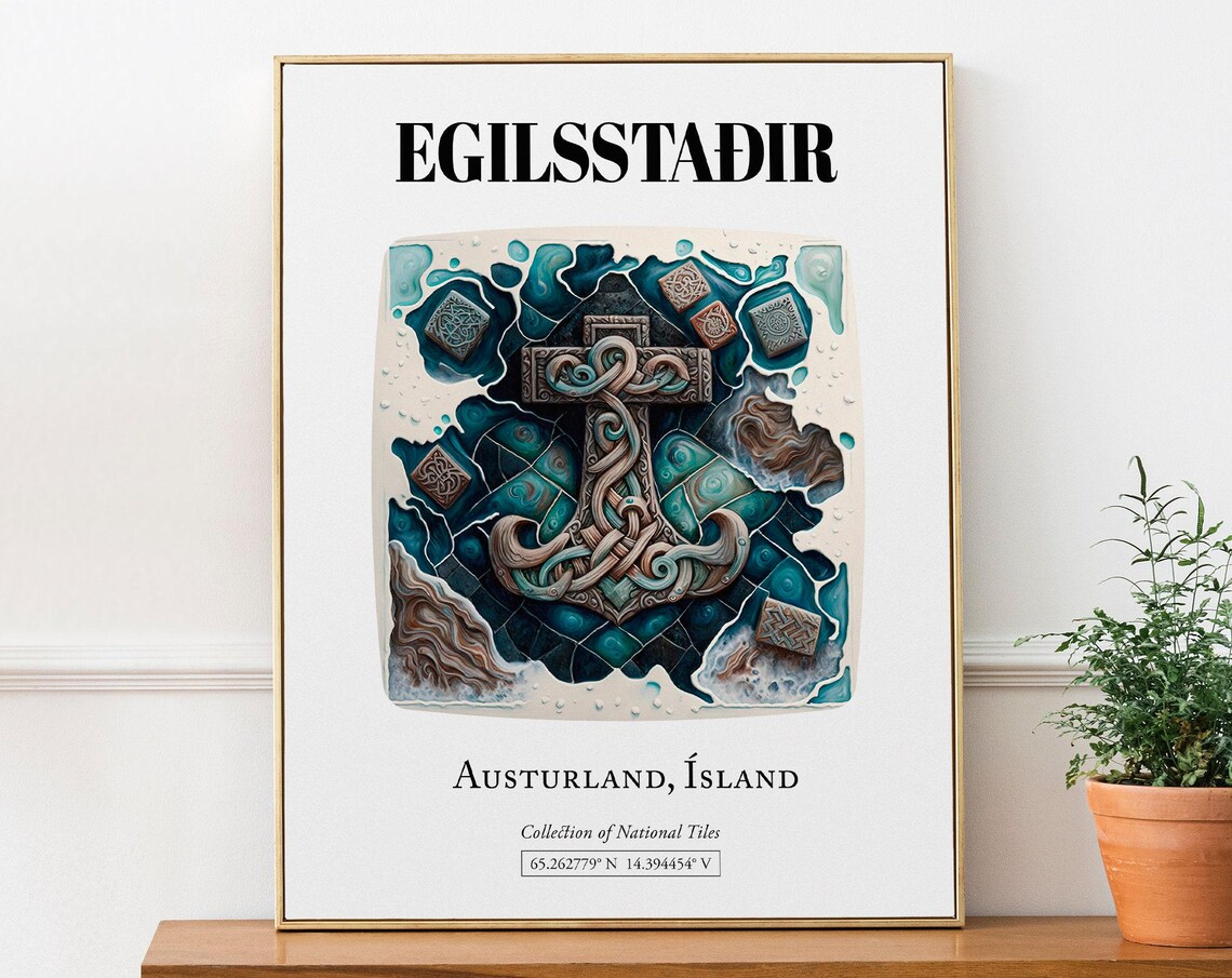Egilsstair Austurland Iceland Traditional Tile Pattern Art Print
