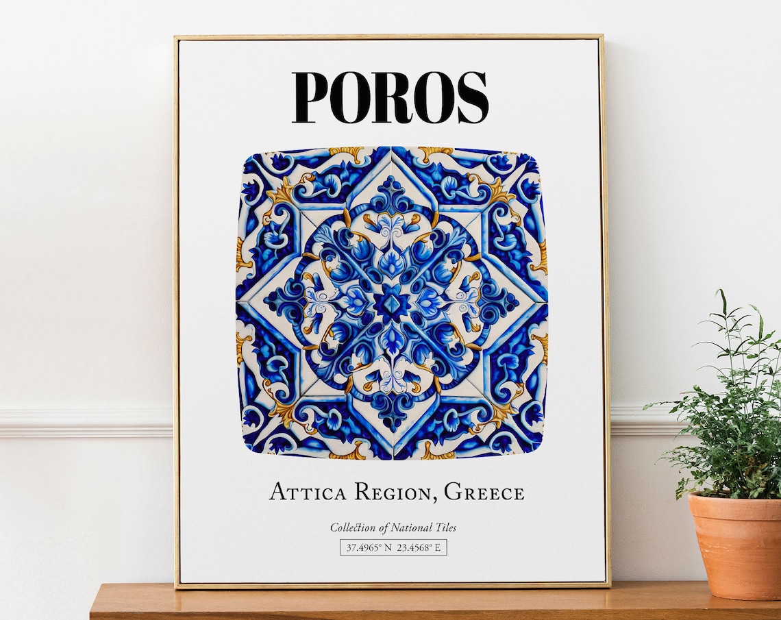 Poros Greek Island Travel Poster for Wall Decor