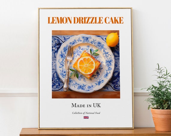Lemon Drizzle Cake On Maiolica Tile Plate Art Print
