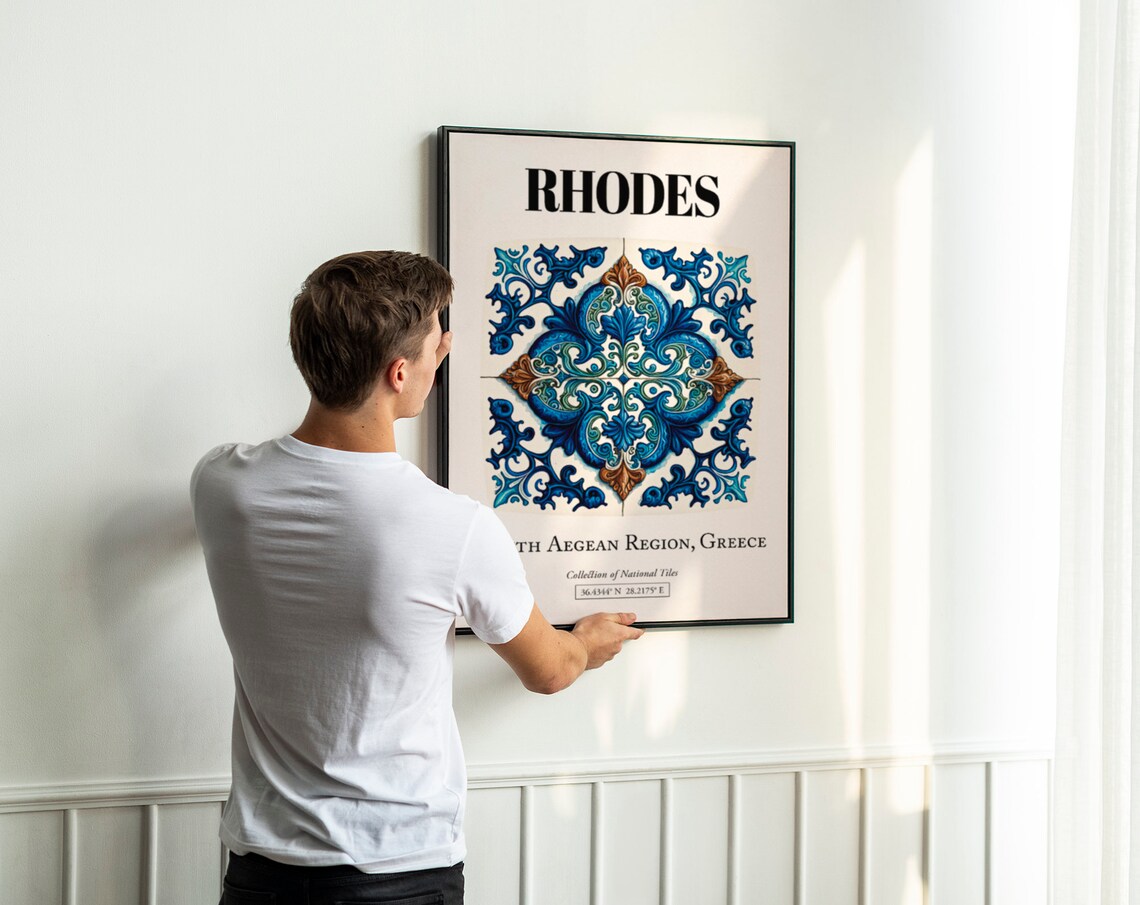 Rhodes Intricate Tile Art, Greek Island Legacy Poster - Image 3