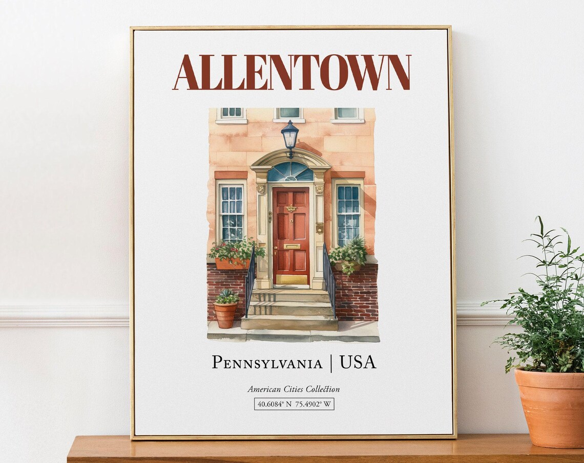 Allentown Pennsylvania USA Minimalist Watercolor Art Print