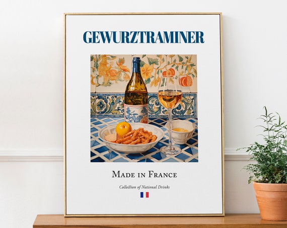 Gewurztraminer Wine on Maiolica Tile, Alsace Poster
