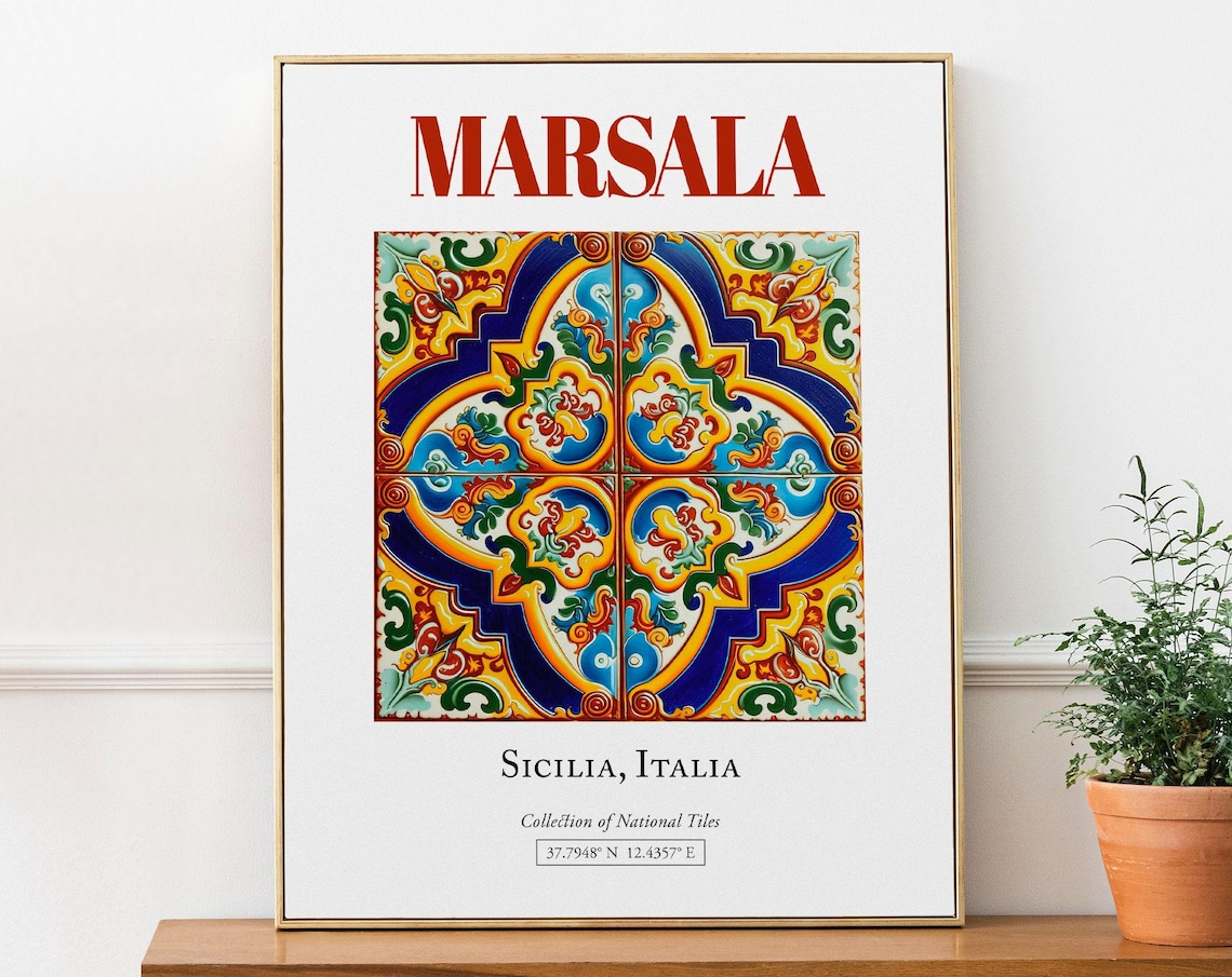 Marsala Sicilia Italy Minimalist Maiolica Tile Poster