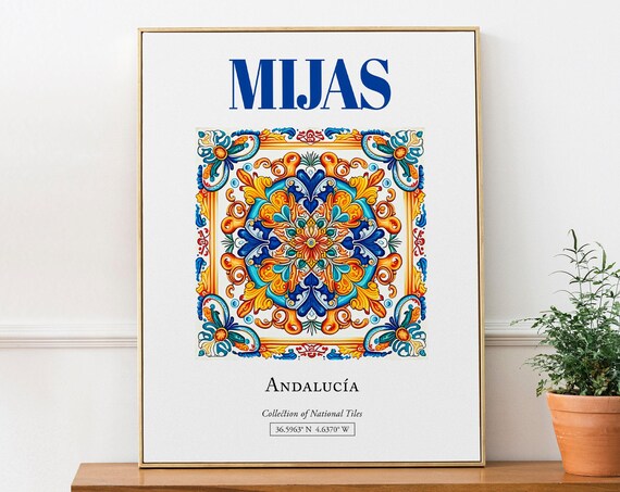 Mijas Andaluca Spain Folk Tile Travel Poster