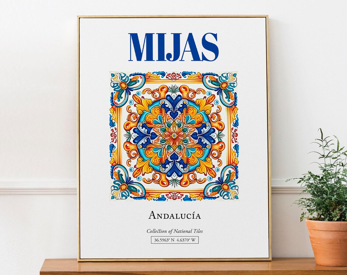 Mijas Andaluca Spain Folk Tile Travel Poster