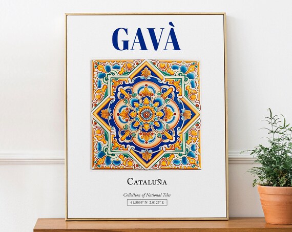 Catalua Spain Minimalist Traditional Tile Art Print