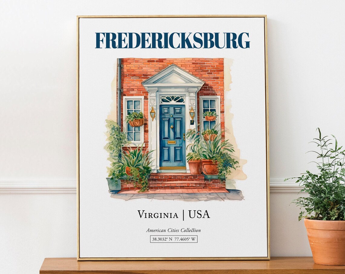 Fredericksburg Virginia Minimalist Watercolor Art Print