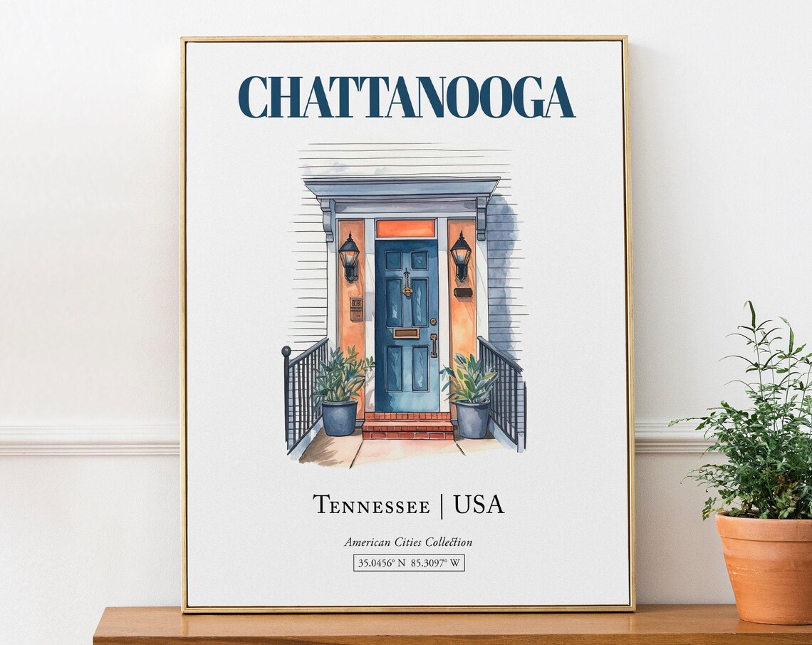 Chattanooga Tennessee Minimalist Watercolor Travel Poster