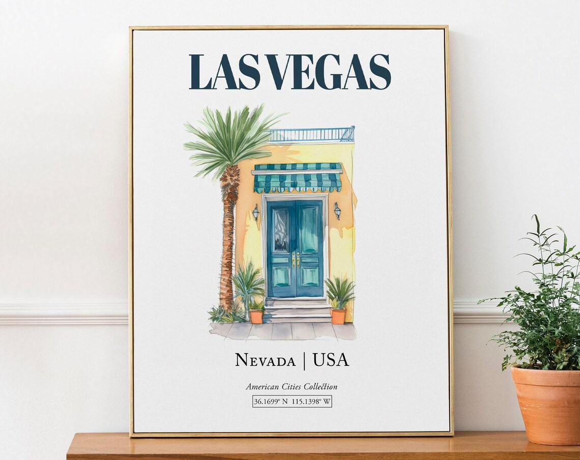 Las Vegas Nevada USA Minimalist Watercolor Travel Poster