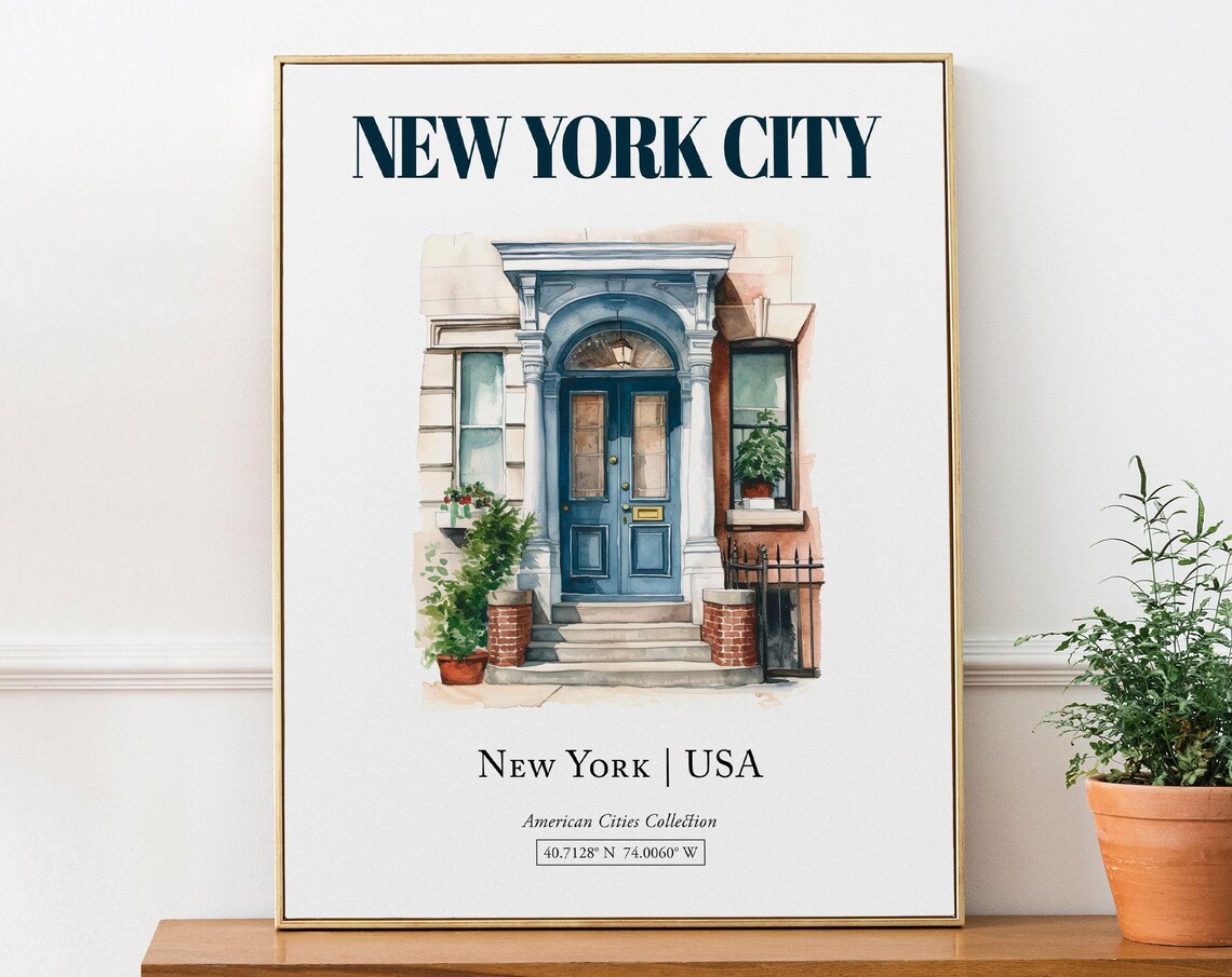 New York City Minimalist Watercolor Travel Poster