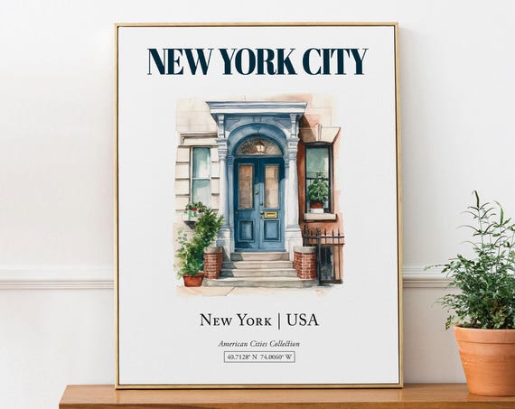 New York City Minimalist Watercolor Travel Poster