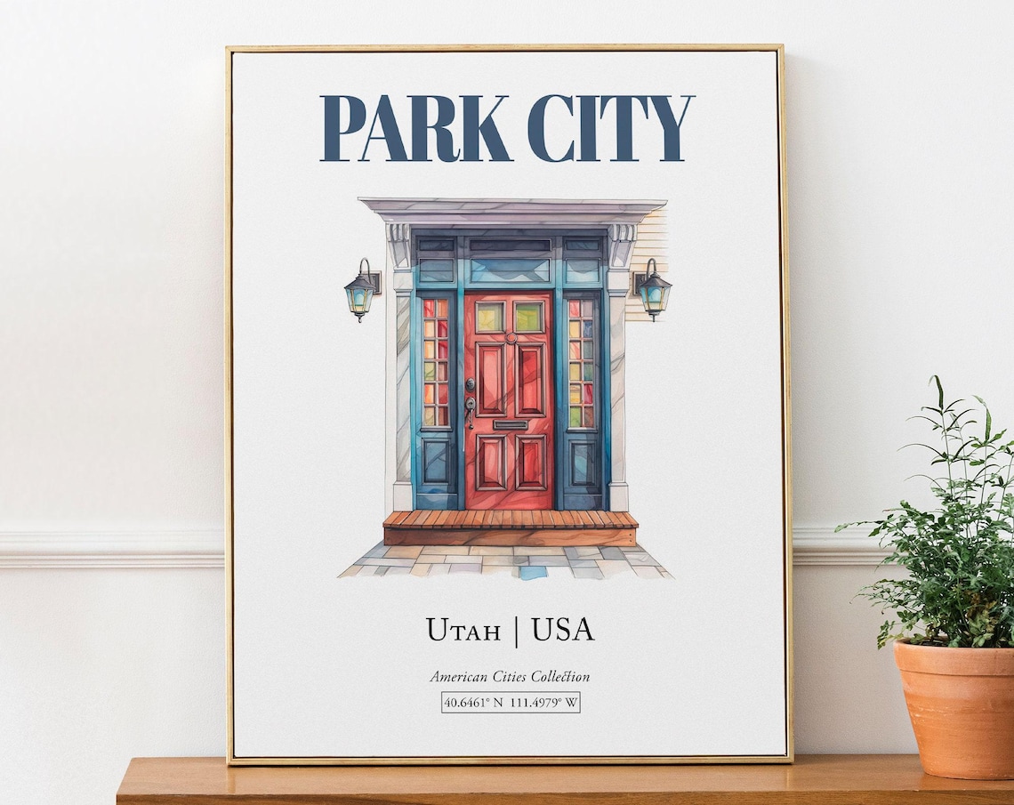 Park City Utah Minimalist Watercolor Travel Poster