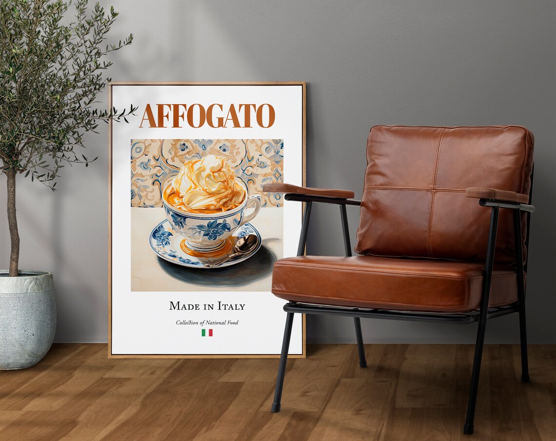 Affogato On Maiolica Tile Plate, Italian Food Poster - Image 4