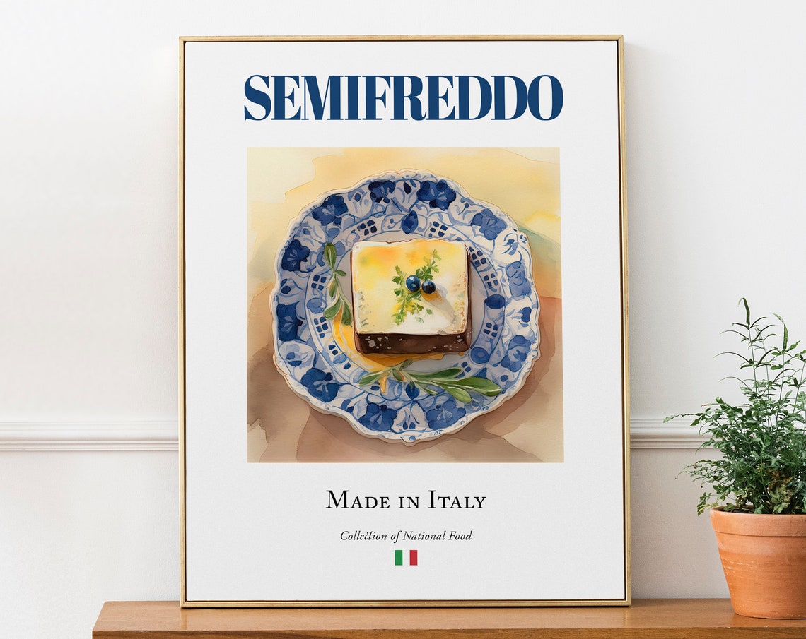 Semifreddo on Maiolica Tile Plate, Italian Food Art Print