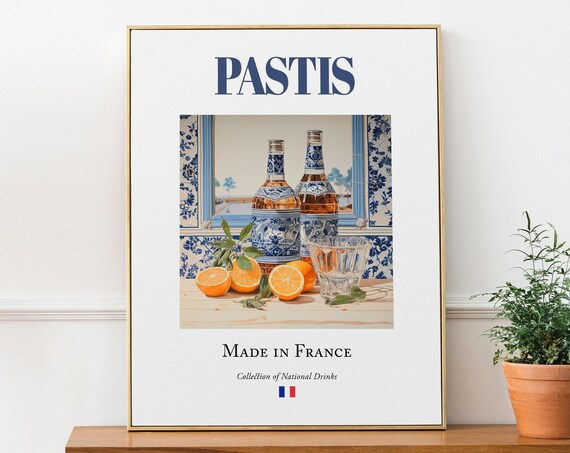 Pastis on Maiolica Tile, Traditional French Beverage Art Print