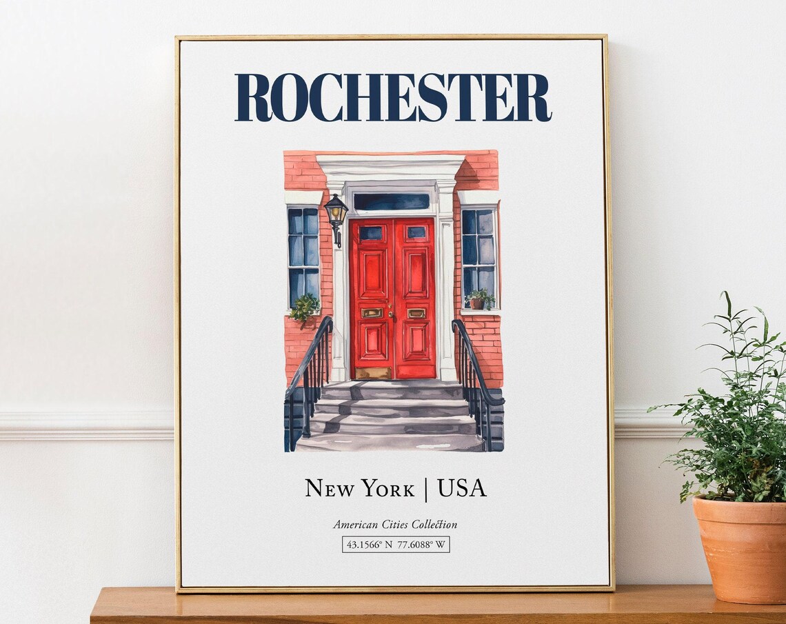 Rochester New York Minimalist Watercolor Door Art Print