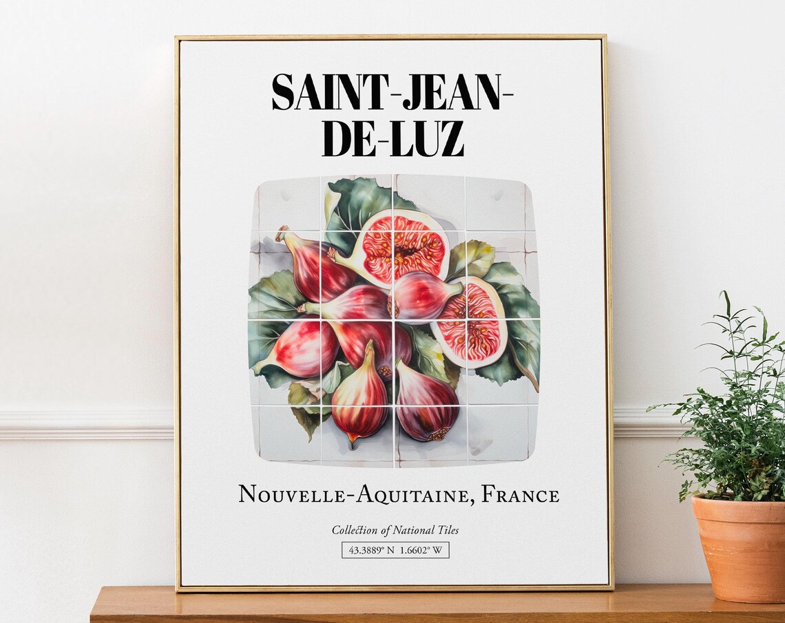 Saint-Jean-de-Luz France Tile Pattern With Figs Art Print