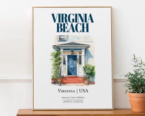 Virginia Beach USA Minimalist Watercolor Travel Poster