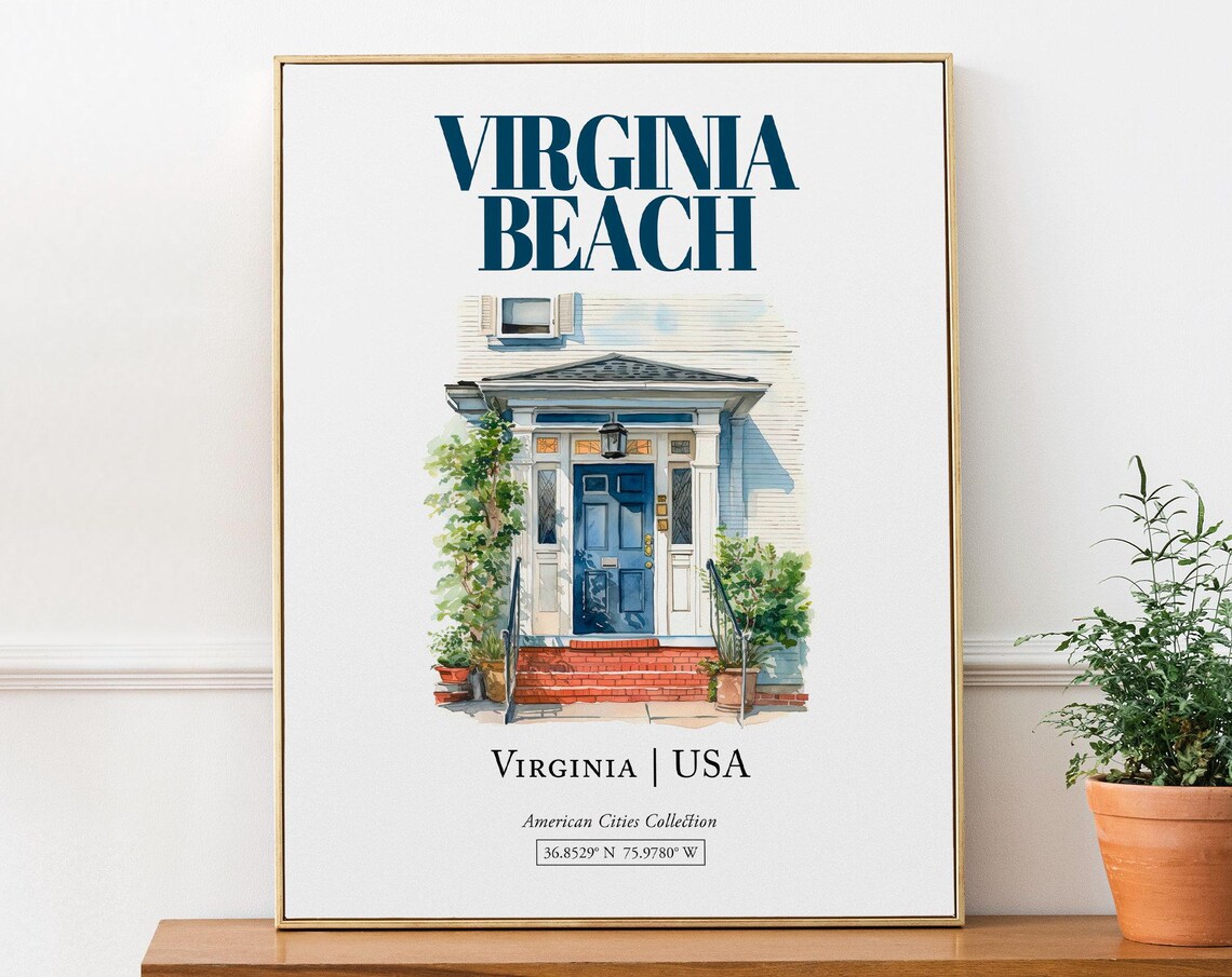 Virginia Beach USA Minimalist Watercolor Travel Poster