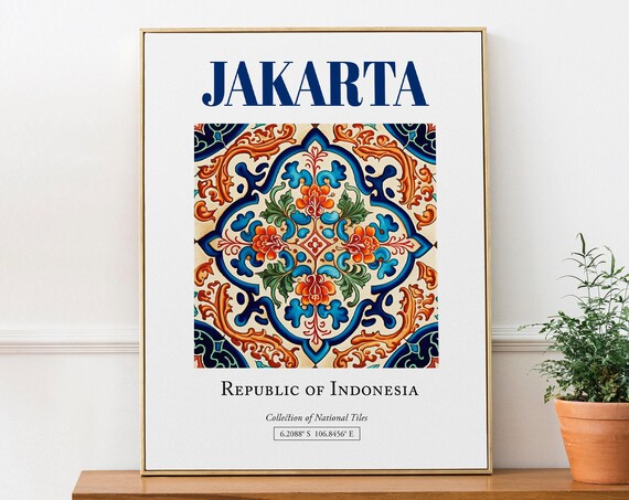 Jakarta Indonesia Traditional Tile Travel Poster