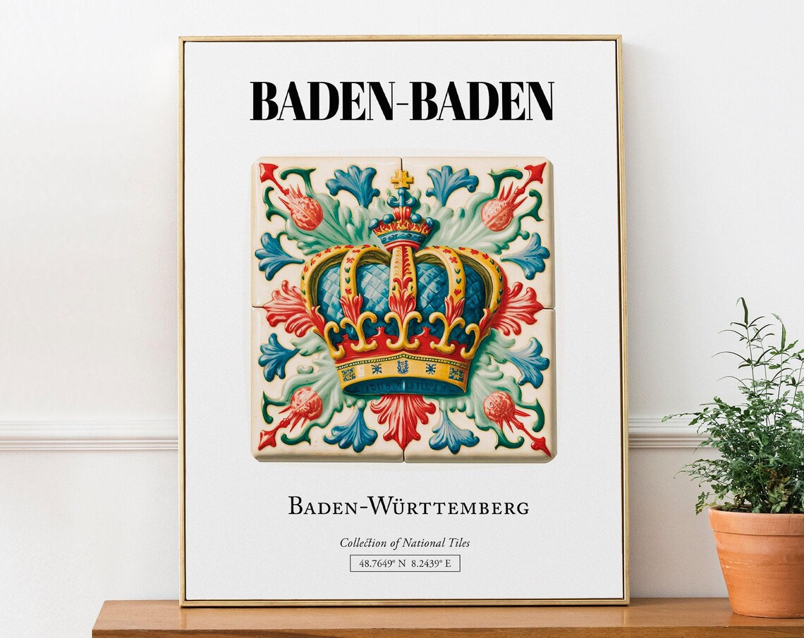 Baden-Baden Germany Traditional Tile Pattern Poster