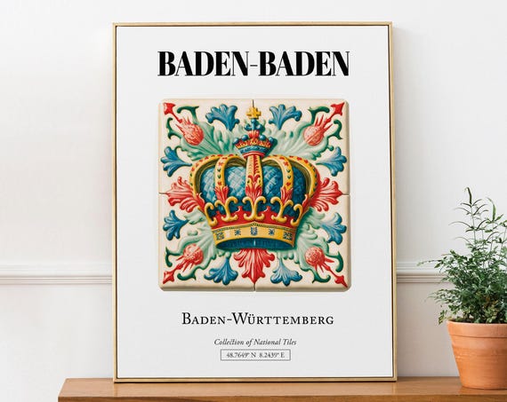 Baden-Baden Germany Traditional Tile Pattern Poster