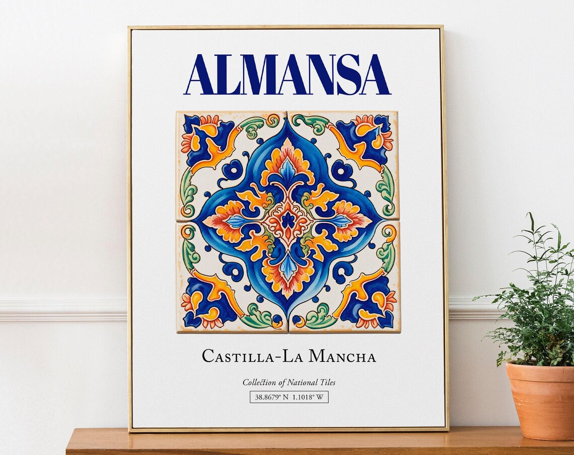 Almansa Castillala Mancha Spain Folk Tile Poster