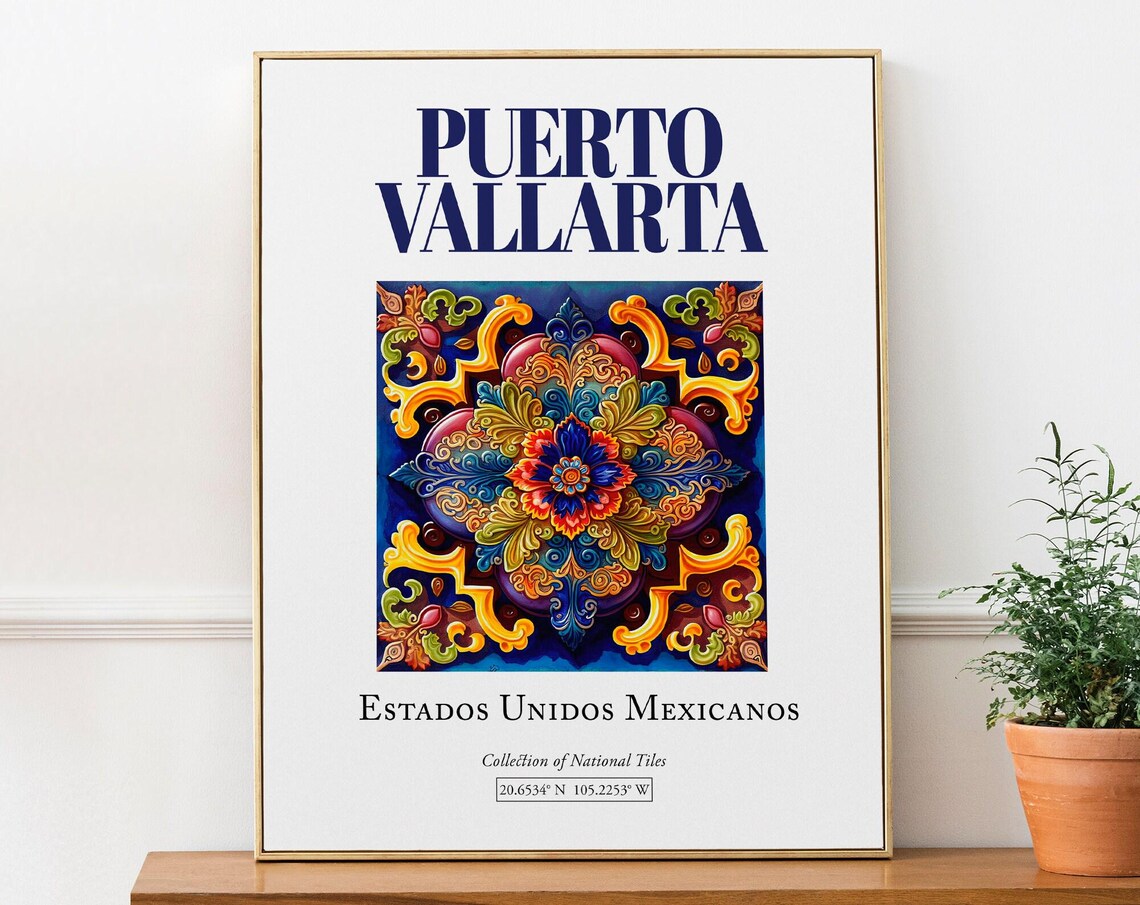 Puerto Vallarta Folk Traditional Tile Art Print