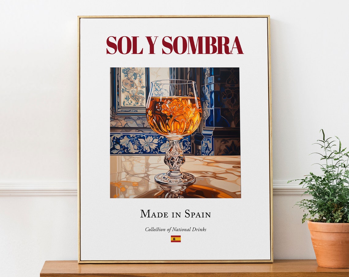 Sol Y Sombra on Maiolica Tile, Spanish Drink Poster