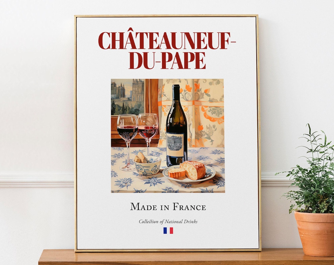 Chateauneuf-du-Pape Maiolica Tile Beverage Poster