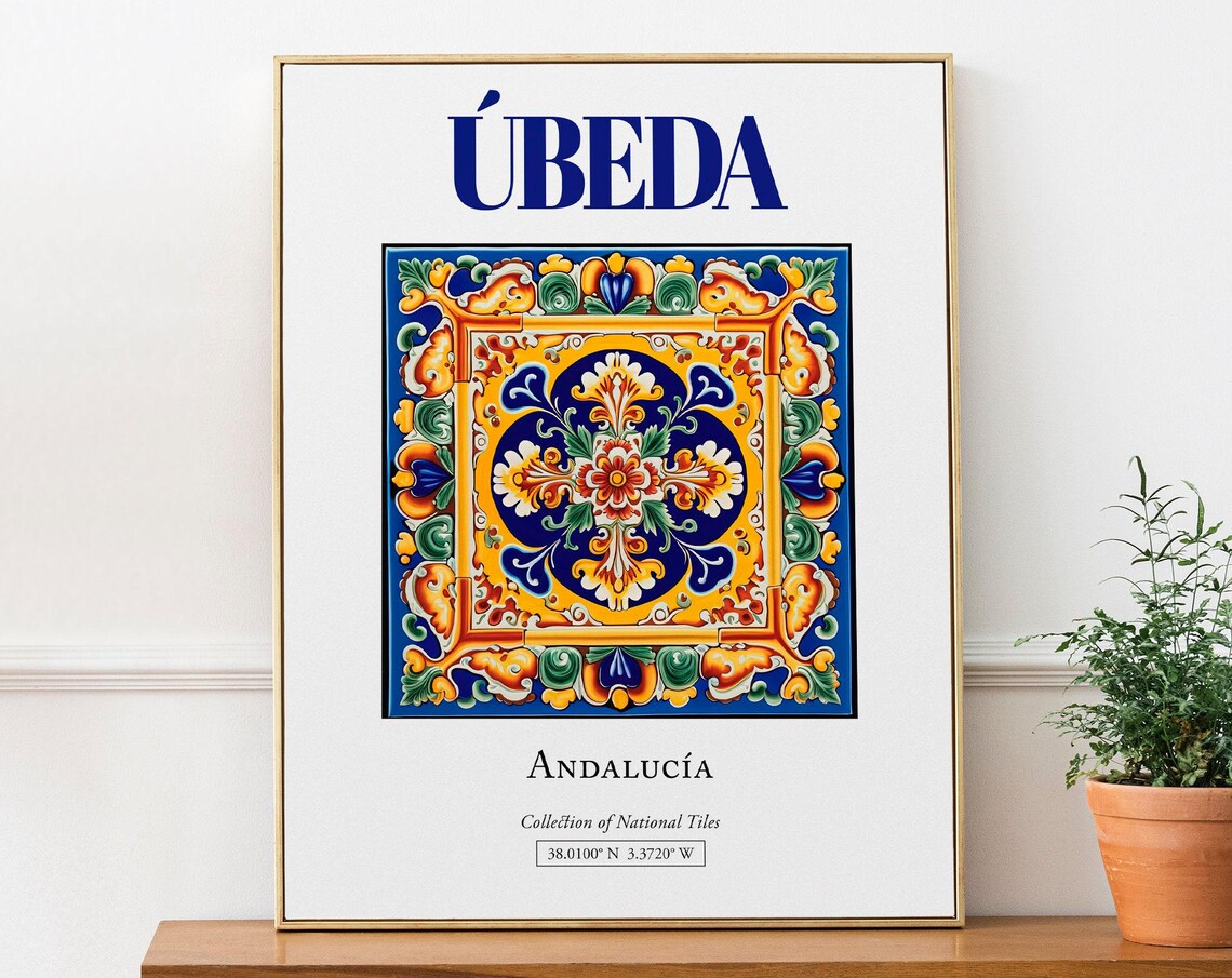 Beda Andaluca Spain Folk Tile Art Print, Bedroom