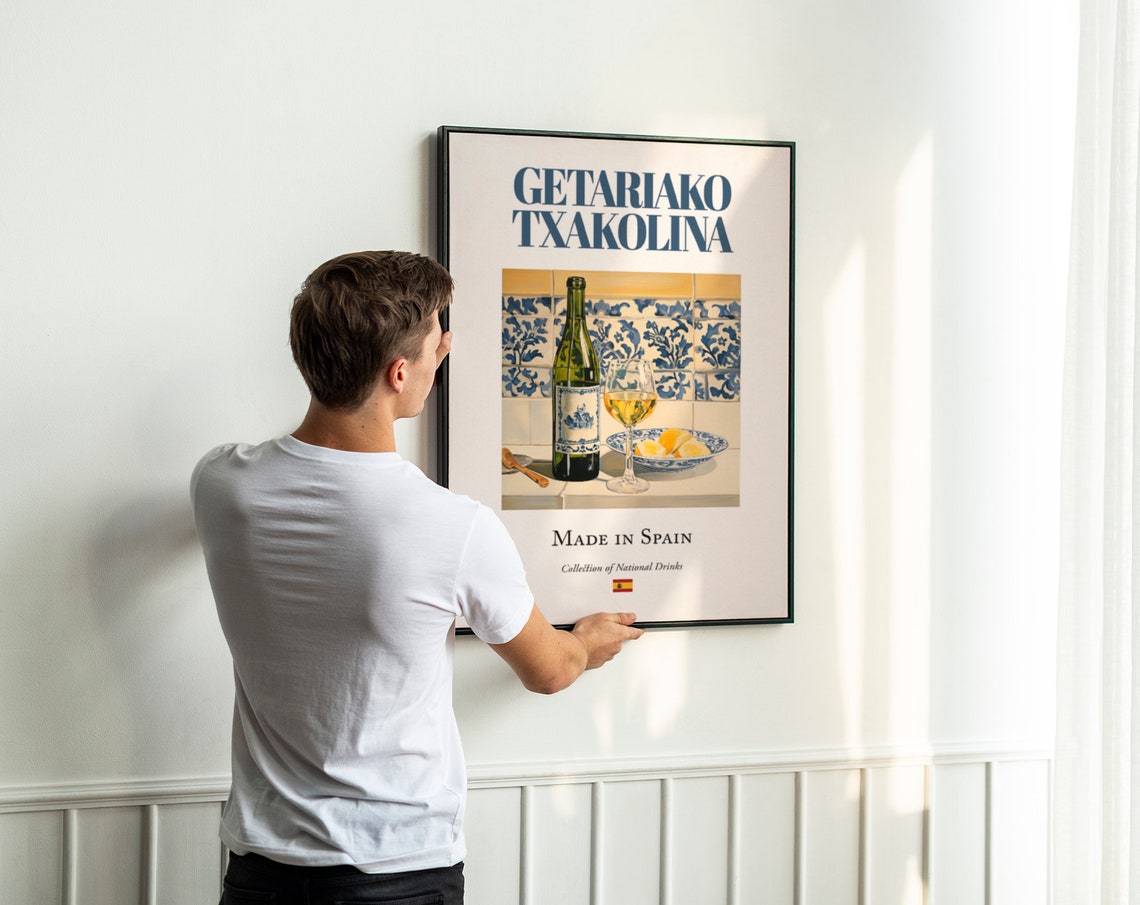 Getariako Txakolina On Maiolica Tile, Poster Print - Image 2