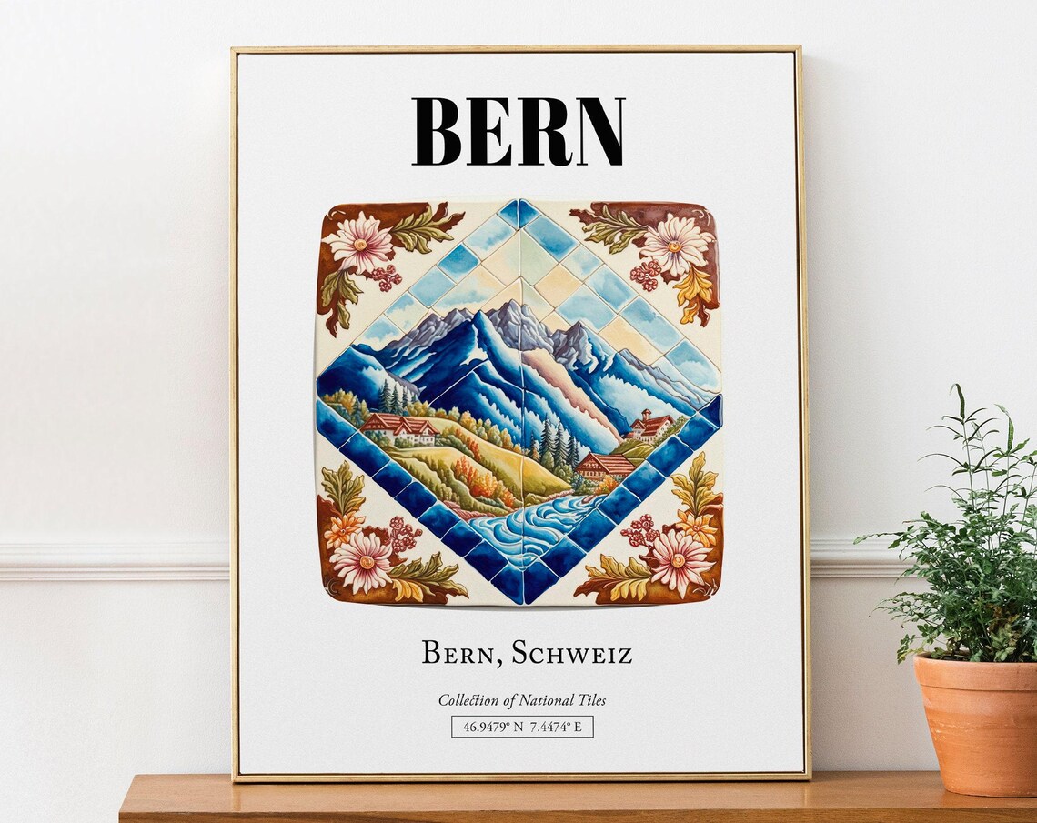 Bern Schweiz Traditional Tile Pattern Art Print