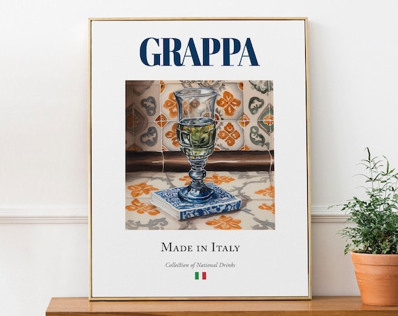 Grappa On Maiolica Tile, Italian Beverage Art Print