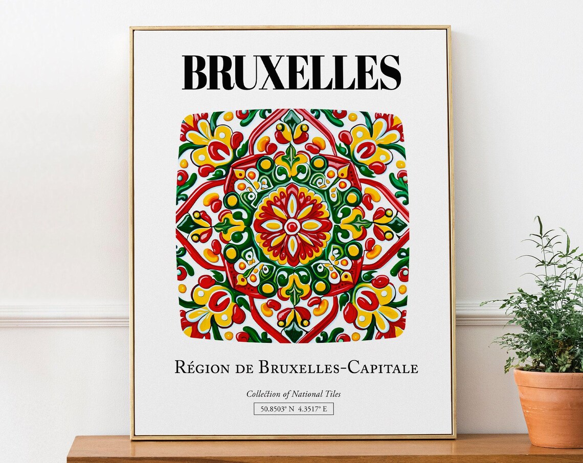 Bruxelles Belgique Traditional Tile Pattern Poster