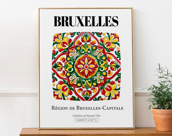 Bruxelles Belgique Traditional Tile Pattern Poster