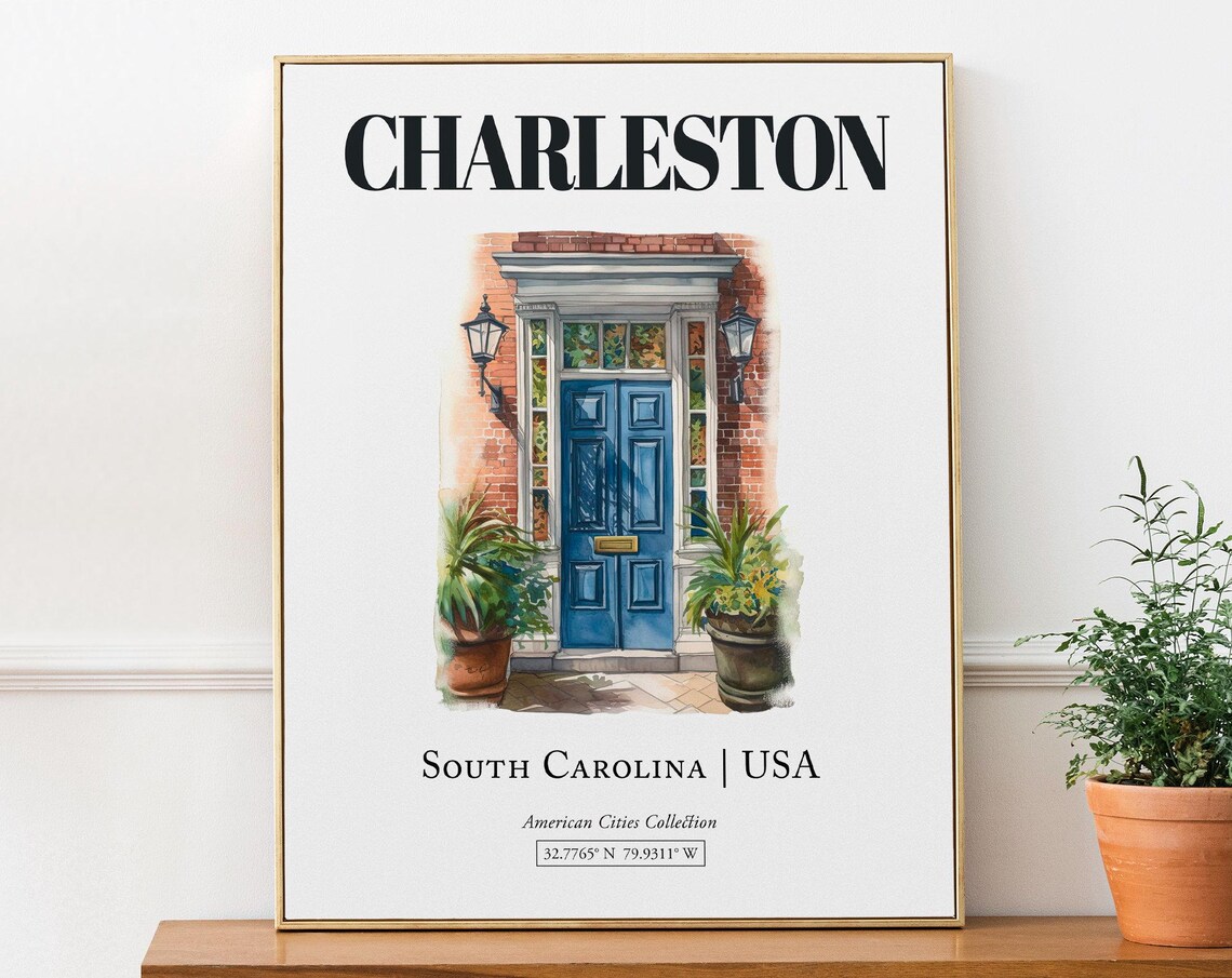 Charleston South Carolina Minimalist Watercolor Door Poster