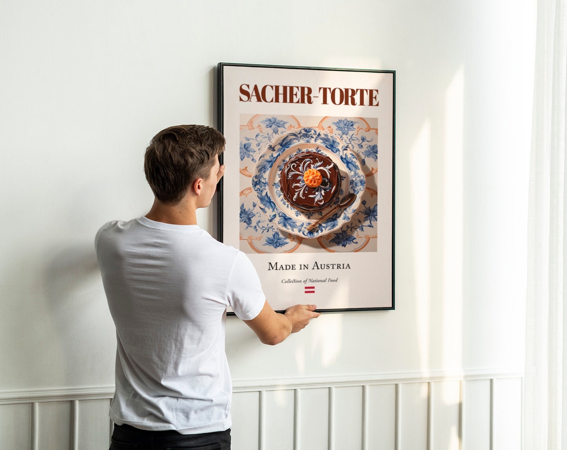 Sacher Torte on Maiolica Tile Plate, Austrian Food Art Print - Image 2