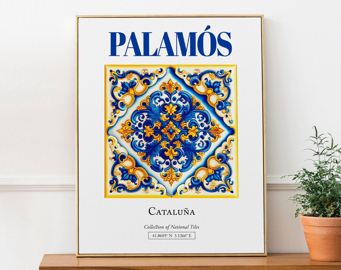 Palams Catalua Spain Minimalist Tile Travel Poster